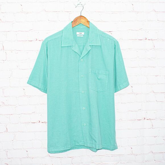 CMMN SWDN Short Sleeve Button up Camp Shirt Turquoise Size 50 - Picture 1 of 6
